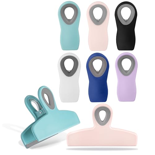 COOK WITH COLOR Bag Clips - Heavy Duty Chip Clip and Refrigerator Magnet Clips for Food Storage with Air Tight Seal Grip, Multi, Pack of 8