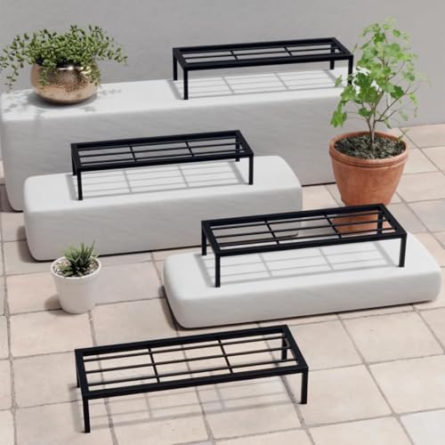 Image of Giore 24 Inch Heavy-Duty Thick Metal Plant Stand (Set Of 4) /Plant Stand for Indoor & Outdoor | Plant Stand for Balcony, Garden /Patio, Apartment /Home Decoration | Anti Rust Plant Shelf | Metal Planter Black