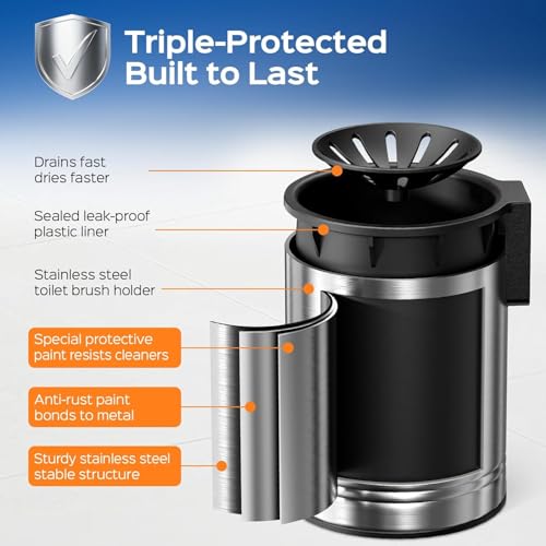 image for HAMITOR Toilet Bowl Brush Set: Compact Space-Saving Design with Hidden