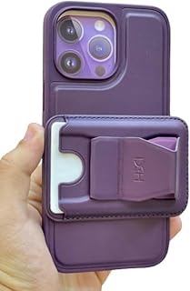 Next Store Luxury Case Soft Anti-Fingerprint Compatible with iPhone 15 Pro Max Case Slim Lightweight Built-in Card Slot Kickstand Phone Cover (Purple)