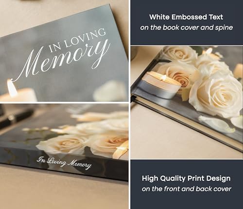 Modern Album Designs Rose Hardcover Funeral Guest Book - 9.5 x 7 Celebration of Life Guestbook for Memorial Service with 5x7 Paper Sign, Pen, Black Photo Corner Stickers by Modern Album Designs - Image 6