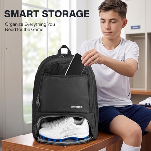 ZBEZBE Soccer Backpack with Ball Compartment and Cleat Pocket, Water-Resistant Youth Sports Bag for Soccer Basketball Volleyball, Athletic Gear Bag for Teens & Junior Athletes by ZBEZBE - Image 5