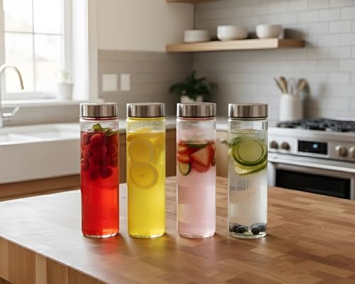 Image of Vency 750ml Glass Fridge Water Bottles (Set of 1) | Wide Mouth, Airtight & Leak-Proof Reusable Black Plastic Lids | Juice & Beverage Storage