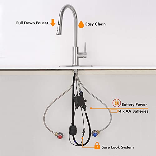 Amazing Force Touchless Kitchen Faucet With 2 Modes Pull Down Sprayer, Single Handle Automatic Motion Sensor Kitchen Sink Faucet With Fingerprints Resistant, Chrome 1.8 Gpm #TOP7