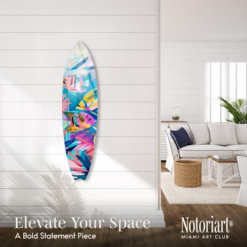 Notoriart Colorful Sea Life Surfboard I Acrylic Wall Art Die-Cut Coastal Modern High-Gloss Home Decor, 15" x 60" by NotoriArt - Image 3