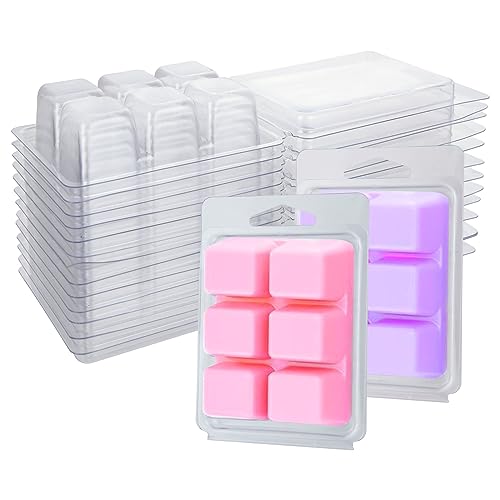 JMIATRY Wax Melt Containers 150PCS 6 Cavity Square Wax Melt Clamshell