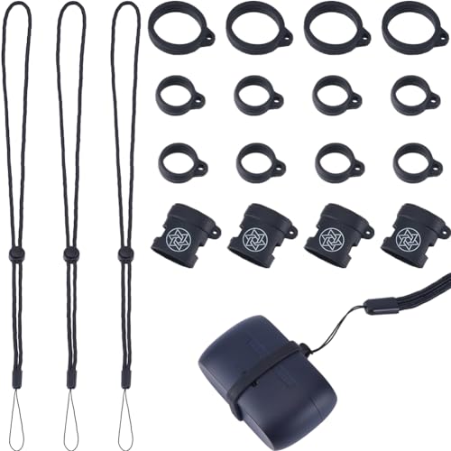 CRASPIRE 23Pcs 13-20mm Anti-Lost Lanyard Rings Set with 20Pcs Anti-Lost Silicone Rings Soft Pen Protective Holder Necklace Strap Pendant 3Pcs Adjustable Hanging Lanyards Replacement Multipurpose