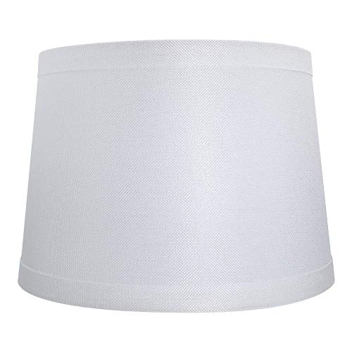 Alucset Double Medium Lamp Shades Set Of 2, Drum Fabric Lampshades For Table Lamp And Floor Light, 10X12X8 Inch, Natural Linen Hand Crafted, Spider (White, 2Pcs In 1 Cartoon Box) #TOP2
