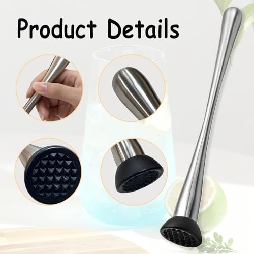 Muddler for Cocktails,Stainless Steel Muddler Tool for Bar and Drink,Fruit Smasher