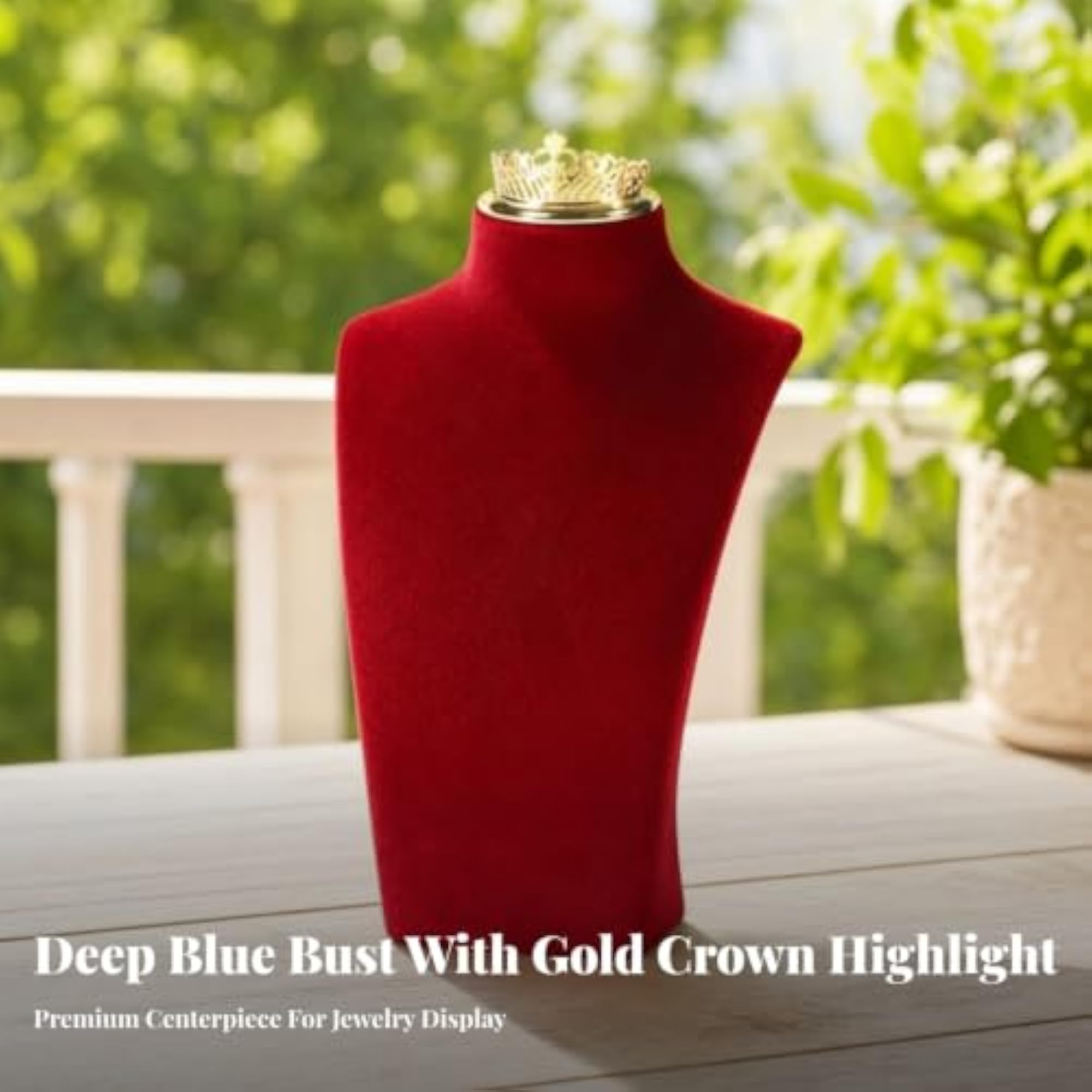 Velvet Necklace Display Bust with Crown Top