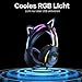 ONITOON Gaming Headset mit Katzenohren & Mikrofon – RGB-Regenbogenbeleuchtung & 7.1 Virtual Surround Sound – 3,5-mm-kabelgebundene Over-Ear-Kopfhörer für PC/PS4/PS5/Xbox/Switch (Ergonomisches Design)