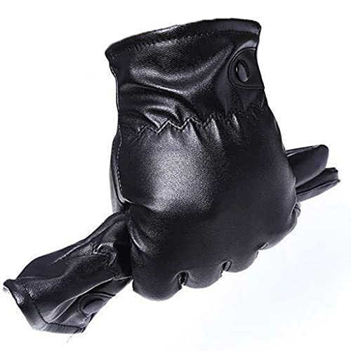Guantes de invierno para hombre de cuero elegante con forro de felpa