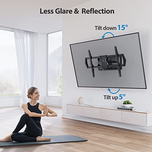 Pipishell Full Motion TV Wall Mount for Most 37-75 inch TVs up to 100 lbs, Wall Mount Bracket with Dual Articulating Arms, Swivel, Tilt, Max VESA 600x400mm, TV Mount Fits 12”/16” Wood Studs, PILF6 by Pipishell - Image 6