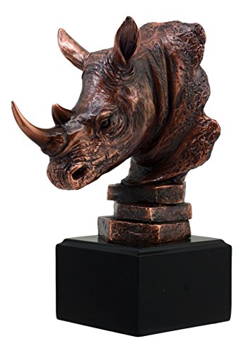 Gifts & Decor Ebros Black African Rhinoceros Bust Statue 7.5 Tall Rhino Monolith Bronze Electroplated Figurine with Base
