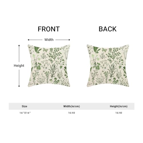 Image of AEIOAE Summer Pillow Covers 16x16 Inch Set of 2,Olive Green Wild Flower Plant Throw Pillows Case,Seasonal Floral Outdoor Decorative Square Linen Farmhouse Decor Cushion Covers for Home Sofa Bed Couch