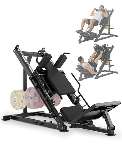 Hack Squat Leg Press Machine for Home Gym with Liner Bearing, 45-Degree Hack Squat Machine with Weight Storage for Lower Body Strength Training