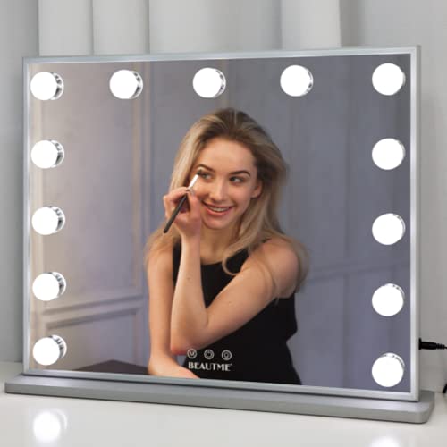 Anyhi Vanity Mirror With Lights,Hollywood Lighted Makeup Mirror With Detachable 10X Magnification,3 Color Modes,Touch Control For Dressing Room&Bedroom,Tabletop Or Wall-Mounted Mirror,20"X 16" Sliver #TOP1