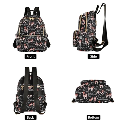 Image of Mini Backpack Cartoon Beagle Dogs Lettering and Doodle Fashion Backpack Purse for Women,Handbag Shoulder Bag Casual Daypack, Ladies Gift for College Work (S)