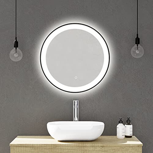 Baikal Espejo De Baño, Espejo Con Marco Negro. Opción Con Y Sin Led. Estilos Que Se Adaptan Al Baño O Cualquier Estancia Del Hogar. Redondo Con Led Perimetral Táctil D60 Cm Baikal Espejo De Baño, Espejo Con Marco Negro. Opción Con Y Sin Led. Estilos Que Se Adaptan Al Baño O Cualquier Estancia Del Hogar. Redondo Con Led Perimetral Táctil D60 Cm