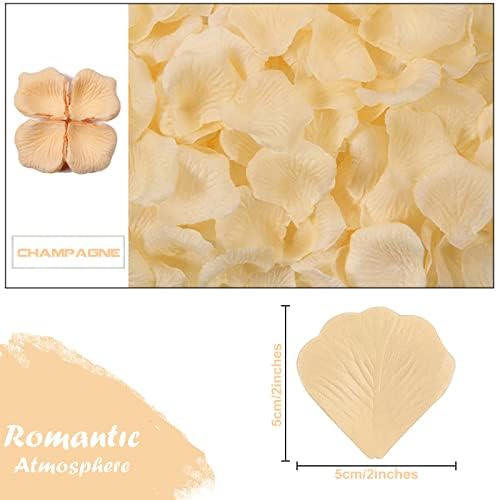 500Pcs Fake Rose Petals, Reusable Fake Flower Petals Artifical Rose Petals for Weddings Valentines Romantic Night Birthday Marriage Proposa Bedroom Photoshoot, Rose Petals (Champagne)