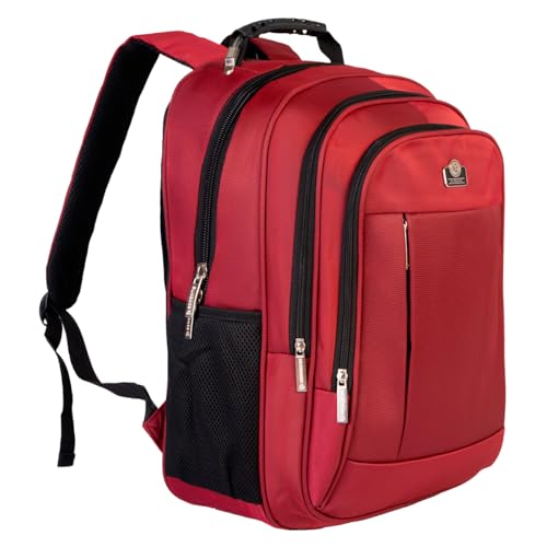 GMTA Mochila Grande Reforçada Masculina Feminina Notebook Executiva Escolar Faculdade Passeio Trabalho Viagem Alça com Cabo De Aço Saída Usb Saída Fone de Ouvido (Vermelha)