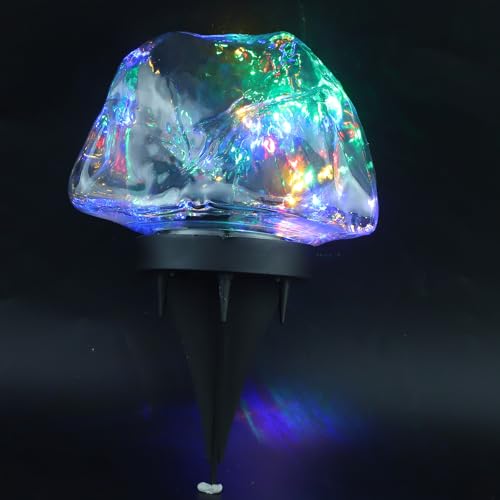 DIKACA Lampes solaires d'extérieur LED étanches en forme de pierre, éclairage paysager pour jardin et pelouse, 13,5 x 11,6 cm, éclairage de chemin...