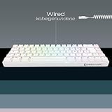 EMPIRE GAMING - K208 kompaktowa klawiatura przewodowa TKL (DE-QWERTZ), 69 przycisków RGB - zdejmowany kabel USB typu C Plug & Play - PC/PS4/PS5/Xbox - 23 przyciski Anti-Ghosting (biała)