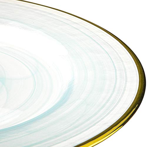 Koyal Wholesale Bulk Glass Charger Plates, Cloud, Set Of 4 (Light Blue) #TOP6