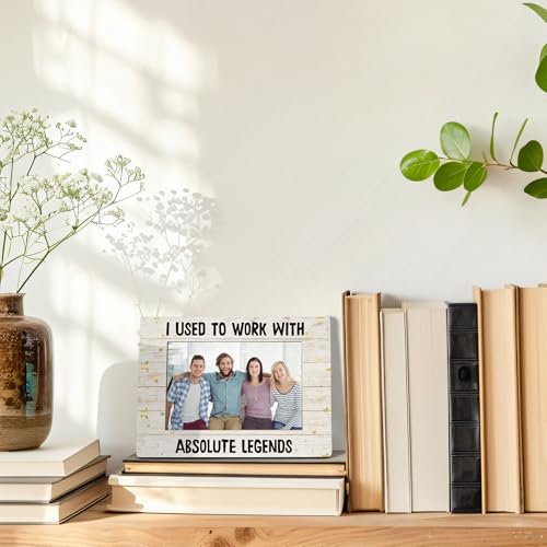 WTOGQ Retirement Picture Frame, Farewell Retirement Gifts for Coworkers Colleagues, Team Photo Frame 4x6, I Used to Work with Absolute Legends Wooden Photo Picture Frames for Desk Tabletop Decor - Image 4