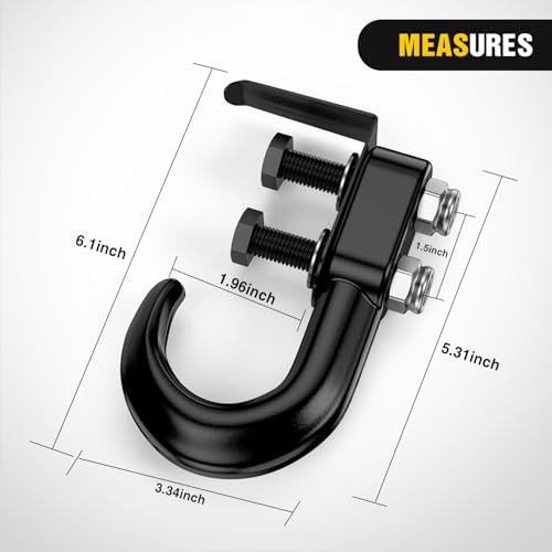 Image of Nilight 2Pcs Bolt-On Tow Hooks with Spring Clip 10,000LBS 2Pcs Black Forged Recovery Tow Hooks Compatible with Jeep Ford Dodge Chevy GMC Toyota Pickup Truck