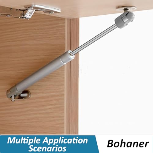 Bohaner 100 N Gasdruckfedern, 2 x 100 N Druckschrank-Türscharniere, Hebefederklappe, Gasdruckfederstütze, Bar, Küchenschrank, Schwarz (100 N)