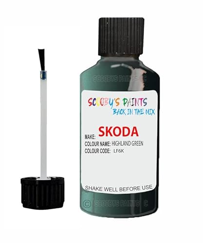 Scoobys Paints Back In The Mix Highland Green Touch Up Paint For Skoda Octavia Lf6k 2004-2017 30Ml Bottle Brush Scratch Stone Chip Repair Pen
