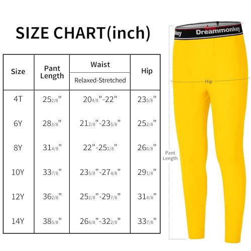 Dreammonkey Calça legging juvenil de compressão de cor brilhante para meninos, camada de base de sec