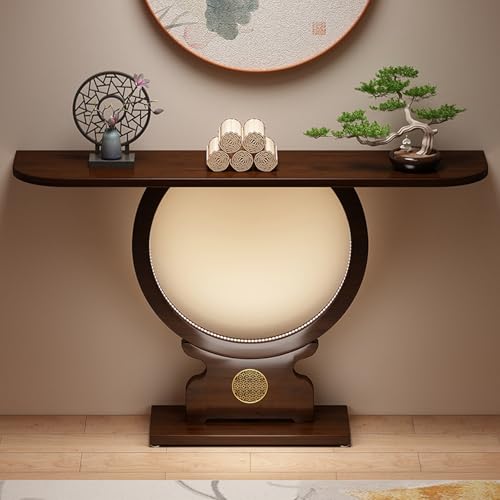Mesa detrás del sofá de madera moderna de 120 cm para recibidor estrecho