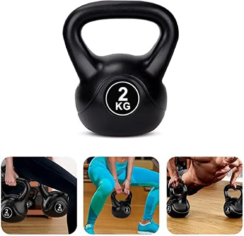 Trintion Vinyl Kettlebell 2kg Hand Weight Gym Kettle Bells Cardio Strength Training Exercise Equipment for Home Use Fitness Workout