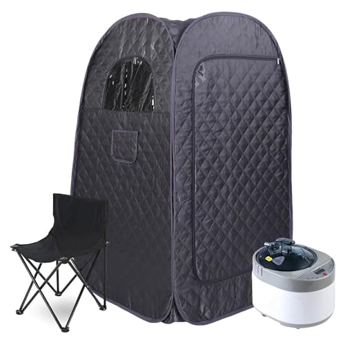 Sauna portátil, sauna de vapor, 1000 W, sauna plegable, 9 engranajes de temperatura regulable, con mando a distancia, instrumento de fumigación, silla plegable, spa personal en casa, 125 x 73 x 73 x
