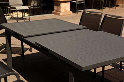 Whiteline Modern Outdoor Living Dt1567-Gry Alum Outdoor Extendable Dining Table In Grey Aluminum, Gray #TOP2