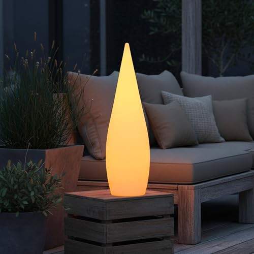 Arnusa Oasis Lights Duża lampa stojąca stożek 80 cm z pilotem zdalnego sterowania RGB i funkcją akumulatora, lampa dekoracyjna, lampa ogrodowa, lampa stołowa