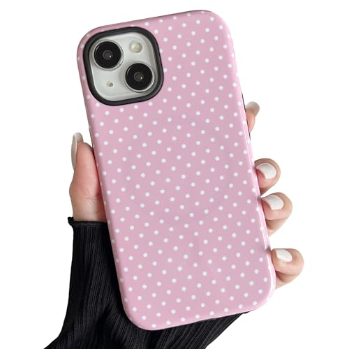 ZTOFERA Magnetic Case for iPhone 15, Polka Dot Phone Case Cute for Girl Women, Compatible with Magsafe, Hard PC+Soft TPU Protective Phone Cover for iPhone 15-Pink