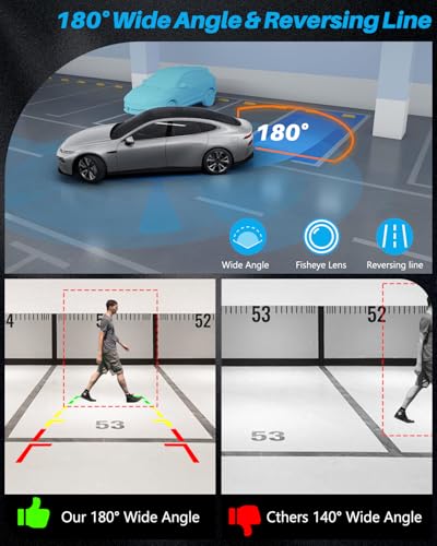 Image of 【4 Modes Button Switch】 AHD 1080P Backup Camera for Car 180Wide Angle Rear Camera with Clear Night Vision 360+45 Rotatable Front /Side /Rear View Camera IP69K Waterproof Reverse Camera Fisheye Lens