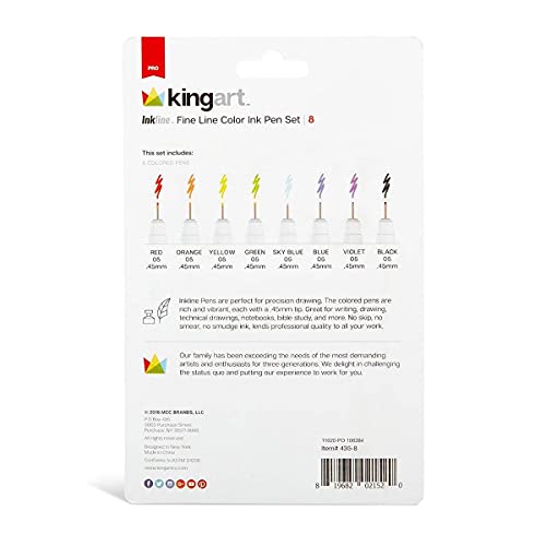 Kingart Inkline 8 Colors 0.5 Mm Micro-Pen Fineliner Pen Set Ink Pens, Fine Point Liner Pen, Multi-Liner Great For Artist Sketching, Lettering, Journaling, Calligraphy, Drawing #TOP7
