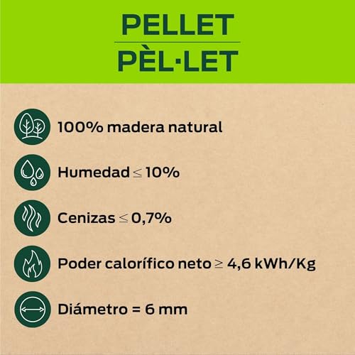 BonÀrea - Pellets de Madera Natural 100% - Saco de 15 kg - Alta Eficiencia Energética - Bajo Residuo de Cenizas - Diámetro 6 mm - Combustión Limpia y Duradera - Ideal para Estufas y Calderas - imagen 4