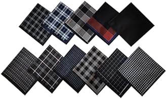 HOULIFE Men’s Handkerchiefs, Black Cotton Handkerchiefs for Men, 17x17 11 Pcs