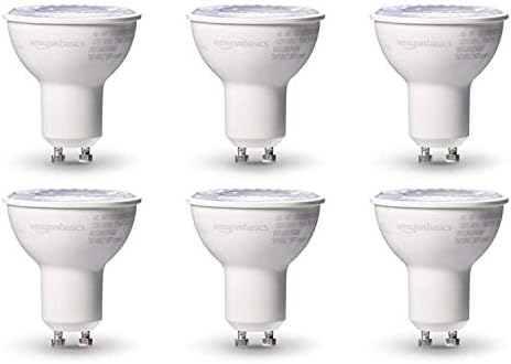 Amazon Basics MR16 LED Light Bulb, 50W Equivalent, 7W, GU10 Base, Warm White 3000K, Dimmable, 10,000 Hour Lifetime, 6-Pack