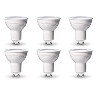 Amazon Basics MR16 LED Light Bulb, 50 Watt Equivalent, Energy Efficient 7W, GU10 Base, Warm White 3000K, Dimmable, 10,000 Hour Lifetime , 6-Pack