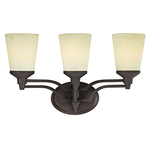 Best Deal Product Westinghouse Lighting 6302200 Malvern Three-Light Indoor Wall Fixture, Oil Rubbed Bronze Finish with Smoldering Scavo Glass