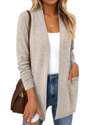 LILLUSORY Women's Lightweight Cardigan Knit Sweater 2026 CoffeeGrey M