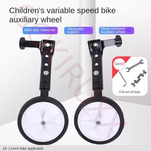 Ruedas de Entrenamiento Ajustables para Bicicletas Infantiles de 18, 20, 22 y 24 Pulgadas, con Velocidades Variables, Kit Montado de Alta Resistencia para Bicicletas de Montaña (Negro) miniatura 4