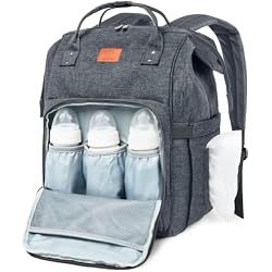 KeaBabies Baby Diaper Bag Backpack, Baby Bag for Boys, Girls (Mystic Gray) | Large, Waterproof, Multi Function, Travel Diaper Backpack with Changing Pad, Durable Travel Essentials for Moms and Dads