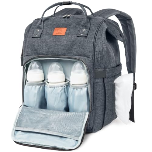 Image of KeaBabies Baby Diaper Bag Backpack, Baby Bag for Boys, Girls (Mystic Gray) | Large, Waterproof, Multi Function, Travel Diaper Backpack with Changing Pad, Durable Travel Essentials for Moms and Dads